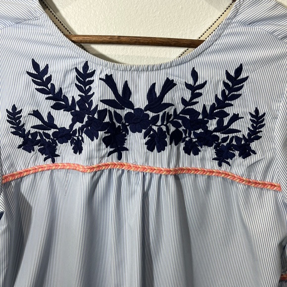 THML ANTHROPOLOGIE BOHO PINSTRIPE EMBROIDERED DRESS SIZE MEDIUM - Picture 8 of 13